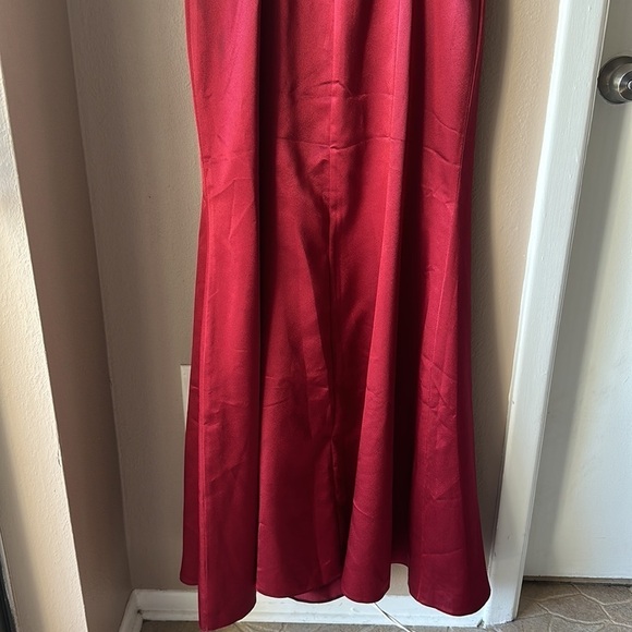DYNASTY LONDON Burgundy Drape Neck Floor Length Dress - Picture 7 of 10